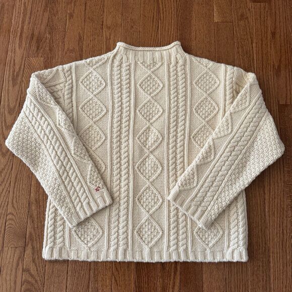 Frances Valentine Sweater Women’s Large Chunky Cableknit Fisherman Wool Crewneck - Picture 5 of 12